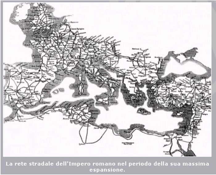 Le vie romane nel momento di massima espansione dell'impero