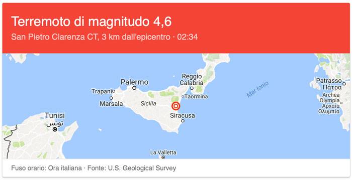 localizzazione terremoto di catania